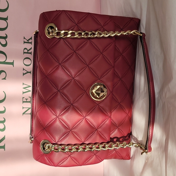 KATE SPADE NATALIA MEDIUM FLAP CROSSBODY SHOULDER BAG LEATHER IN BLACKBERRY - Picture 2 of 5